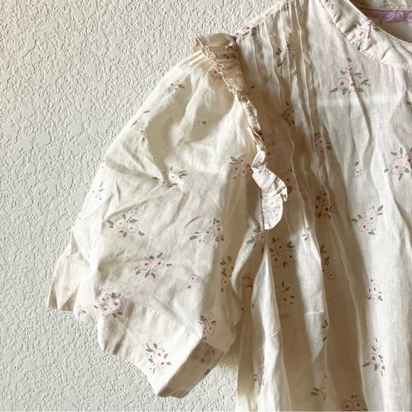 Free People Cottagecore Prairie Boho Oversized 70s Cotton Puff Sleeve Dress XS - Picture 9 of 16